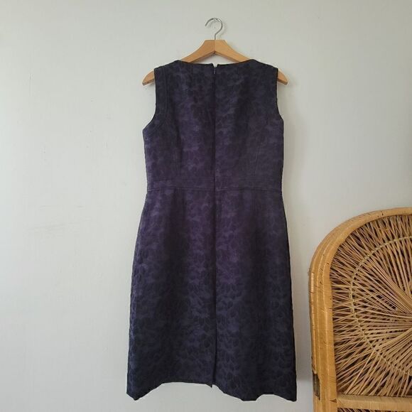 Tahari ASL Navy/Black Sheath Dress Textured Sleeveless Retro 8 Petite - Picture 7 of 8